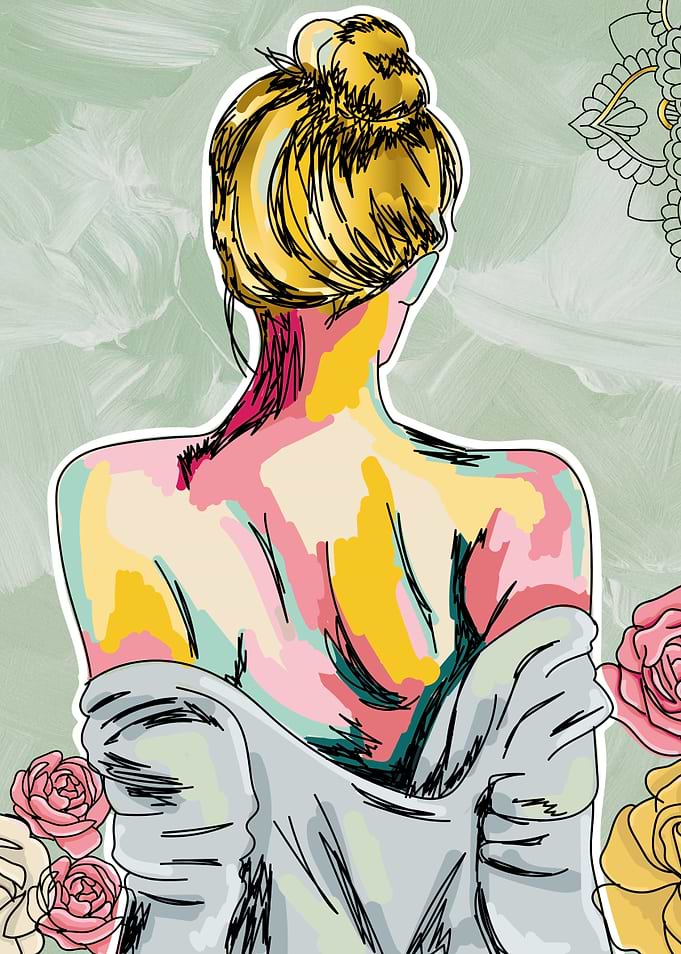 Colorful woman floral art