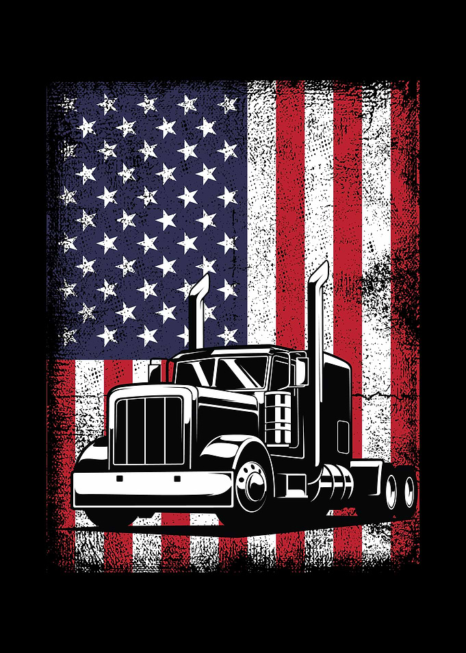 USA Flag Trucker