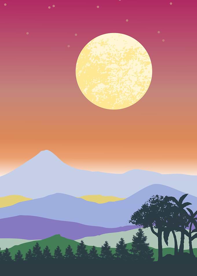 Colorful nature Night Moon