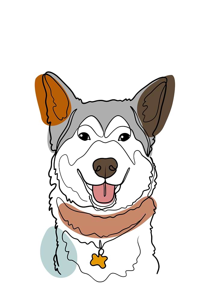 Cute Dog Doge One Line Art