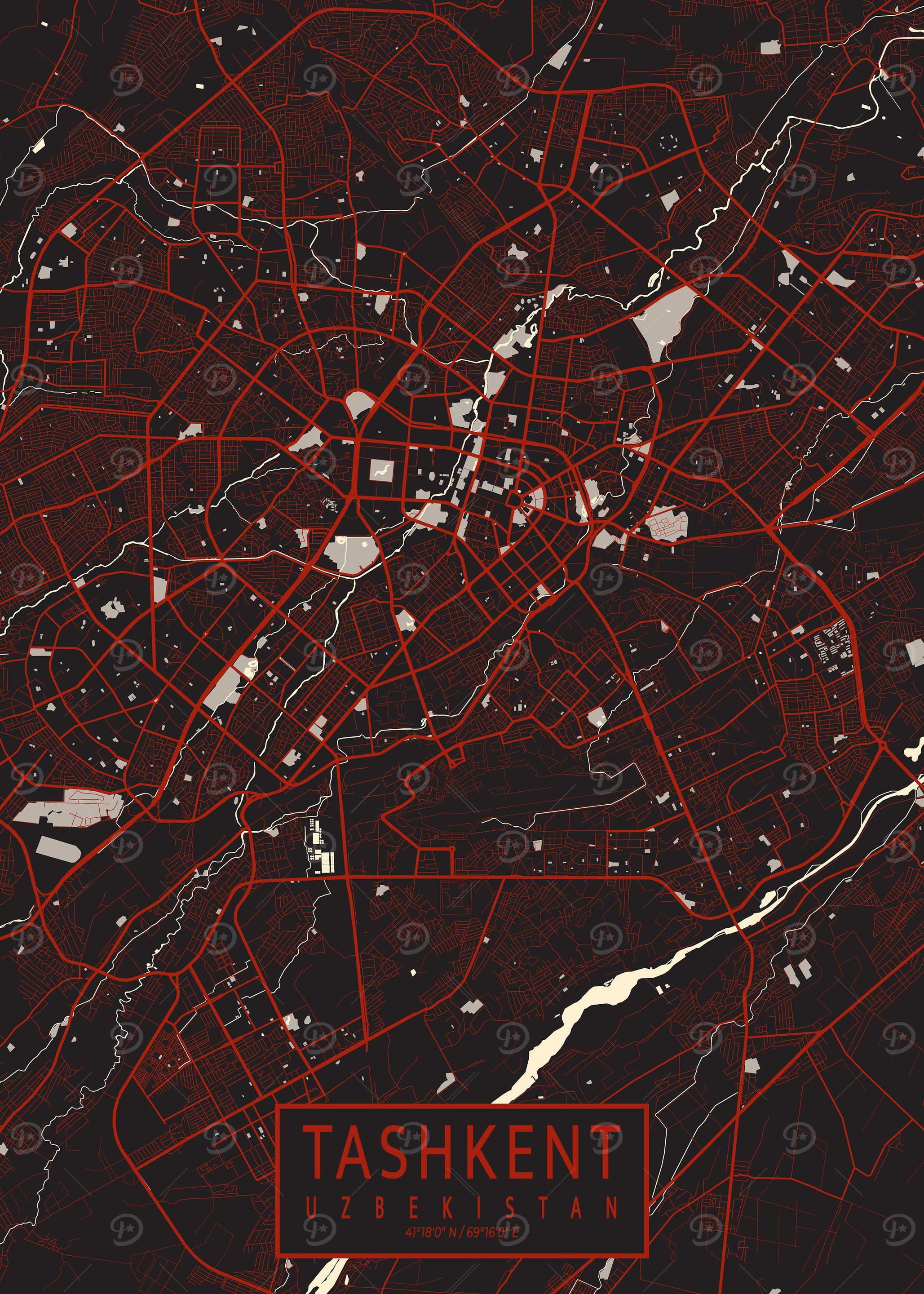 Tashkent City Map Vector