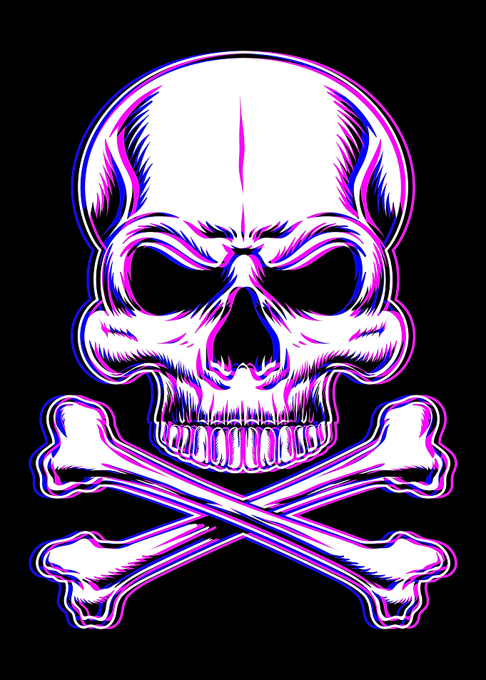 Skull Glitch Vaporwave