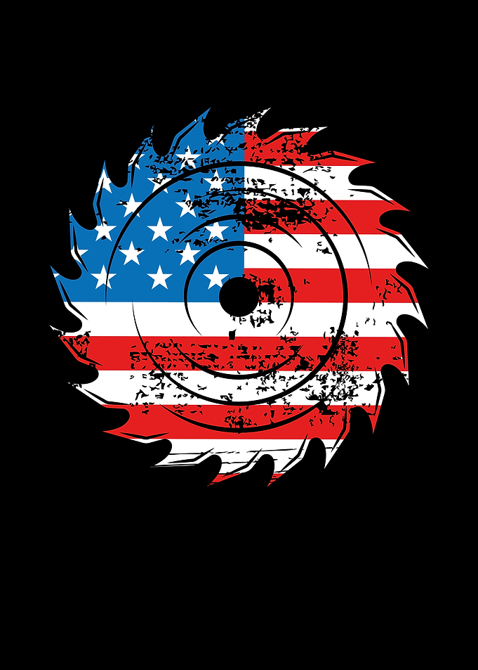 USA flag in a saw