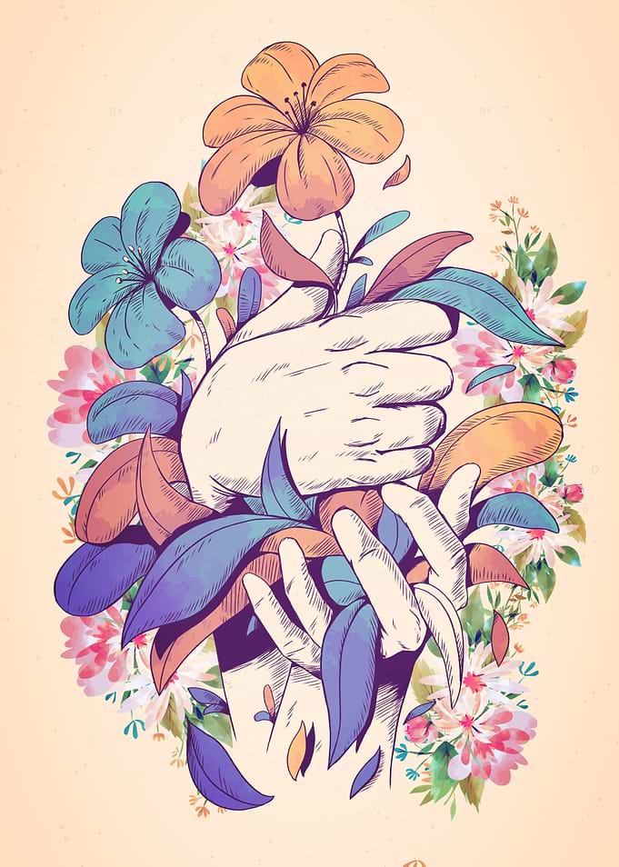 Hands Holding Flowers