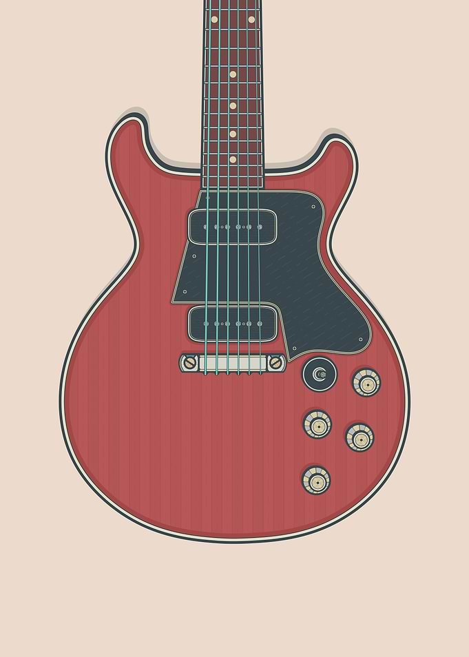 Cherry Double Cut Guitar