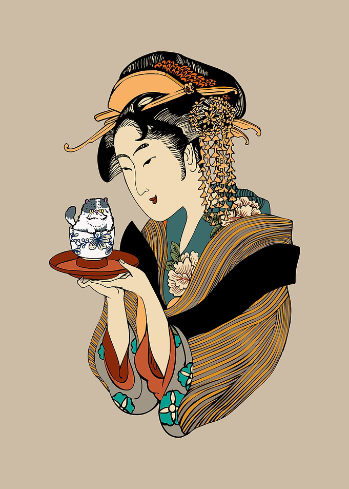 Tea Time with Persian Cat