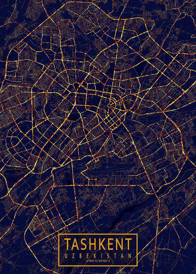 Tashkent Map City Night