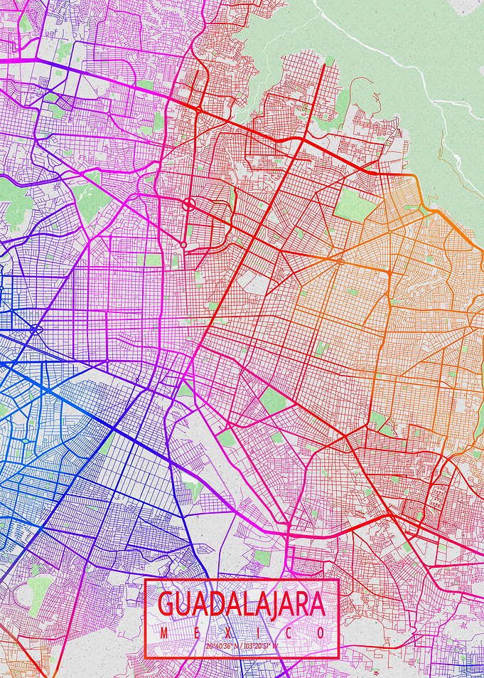 Guadalajara Map Colorful