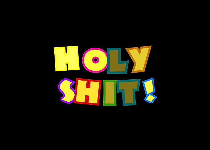 Cartoon happy holy shit