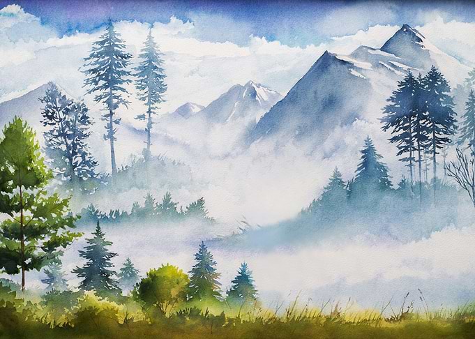 Misty Forest Mountains