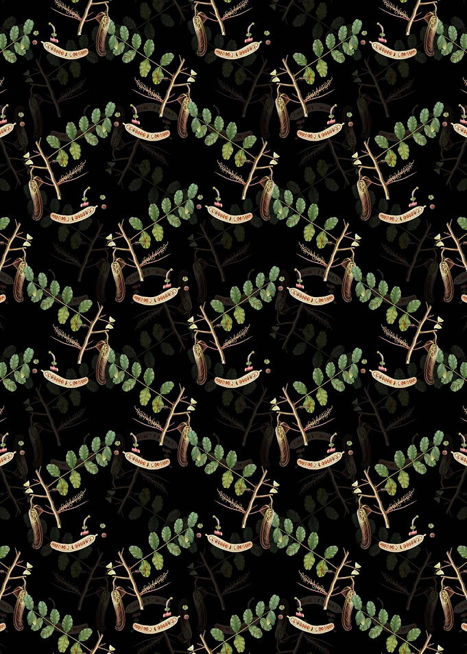 Black Floral Carob Pattern