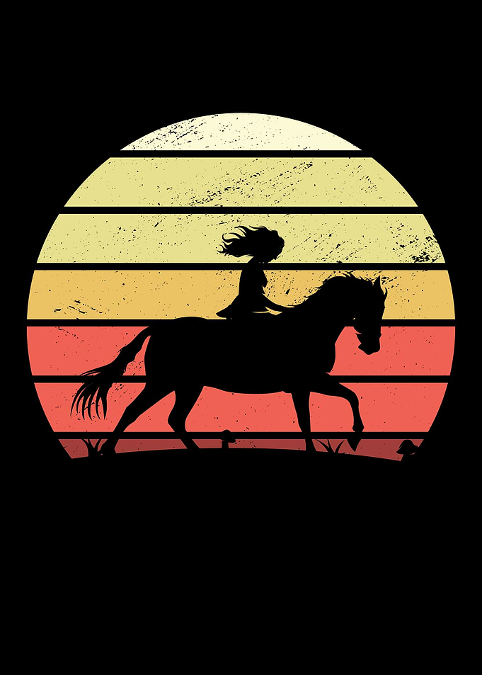 Retro Girl Horse