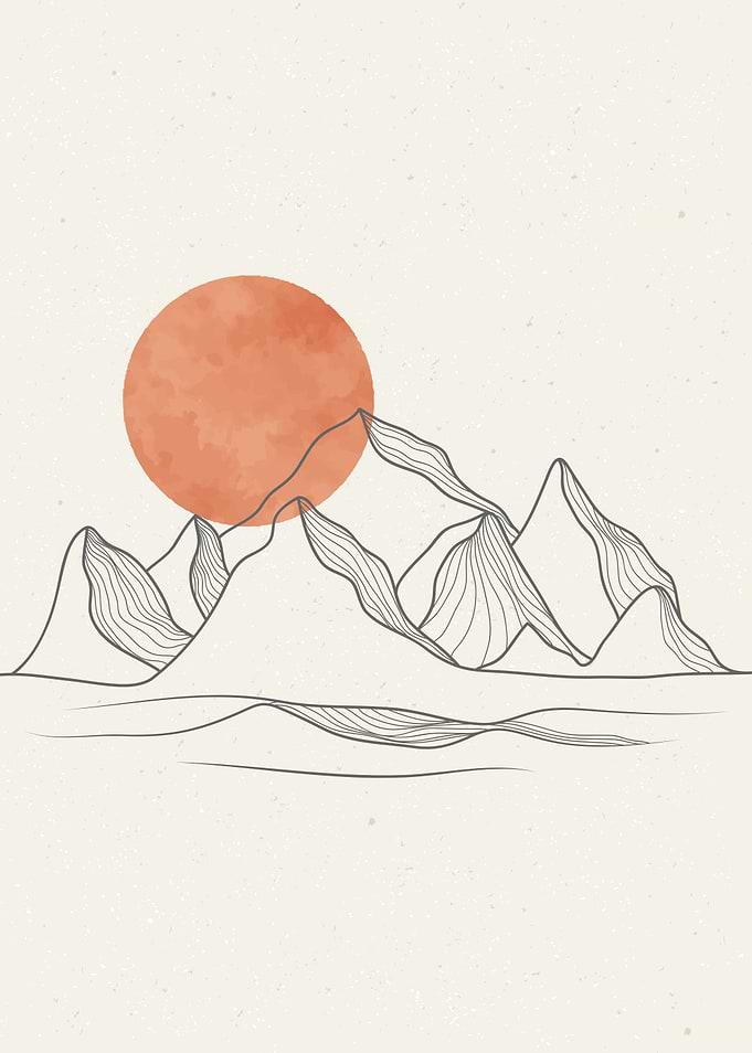 Mountain Sun Line Art