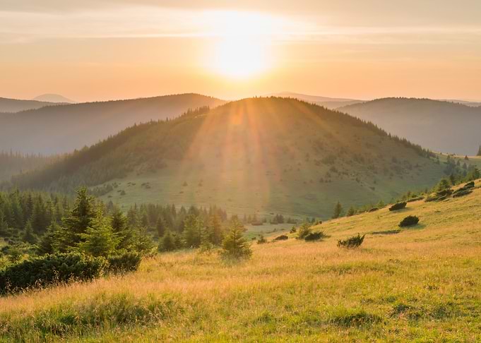 sunset in the mountains wi