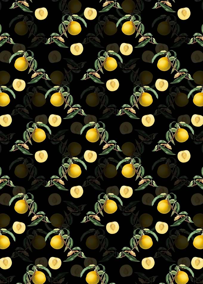 Black Floral Peach Pattern