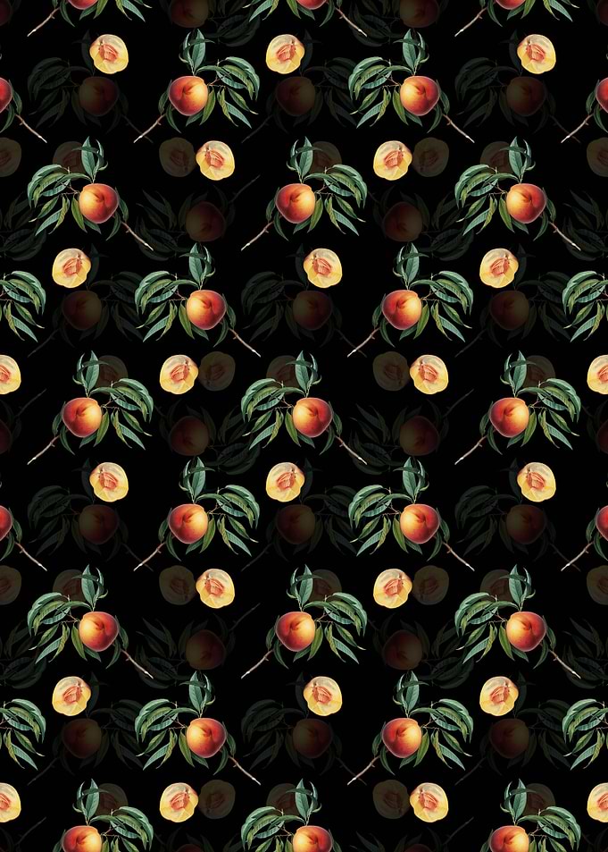 Black Floral Peach Pattern