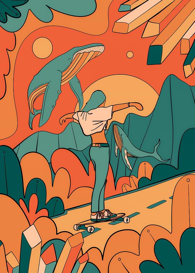 The skater and the whales