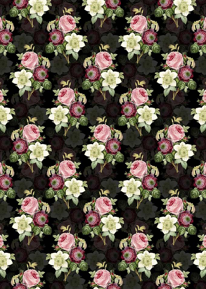 Black Anemone Rose Pattern