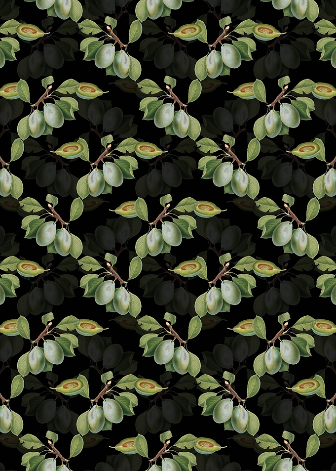 Black Floral Plum Pattern