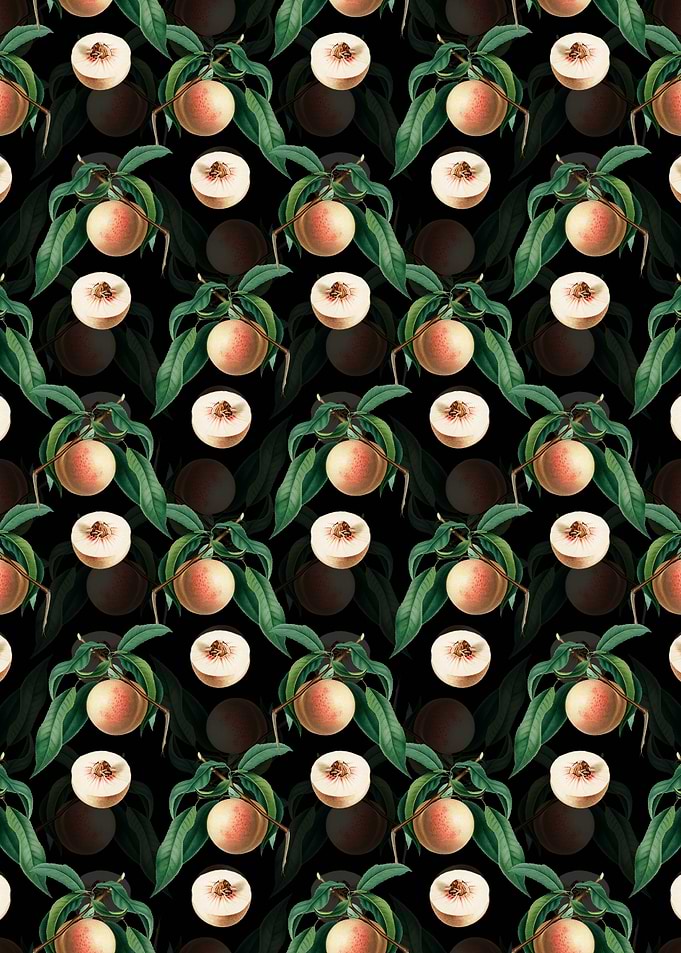Black Floral Peach Pattern
