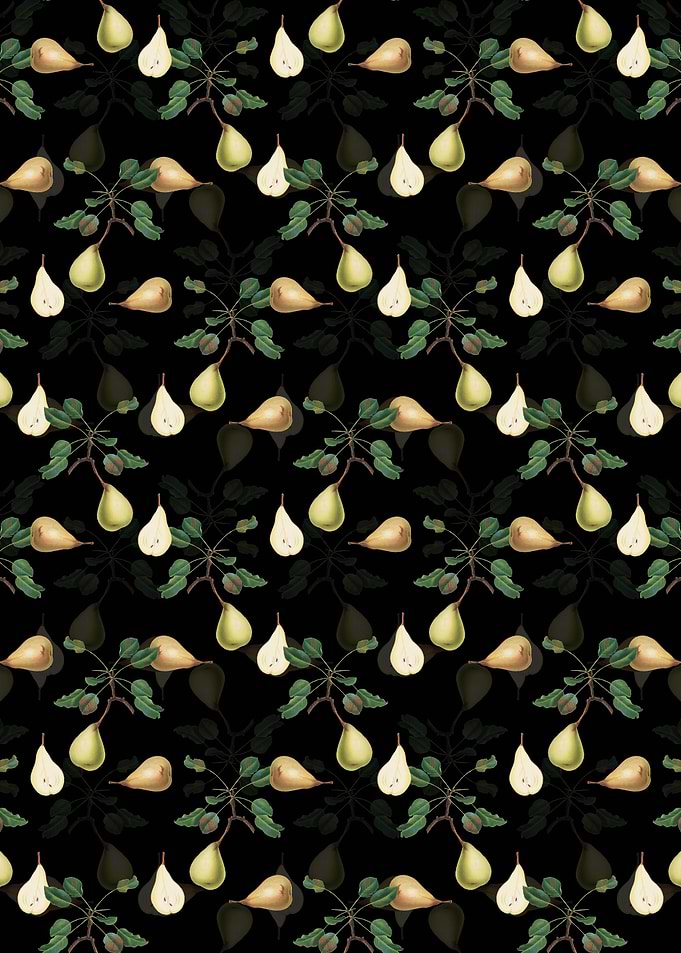 Black Floral Pear Pattern