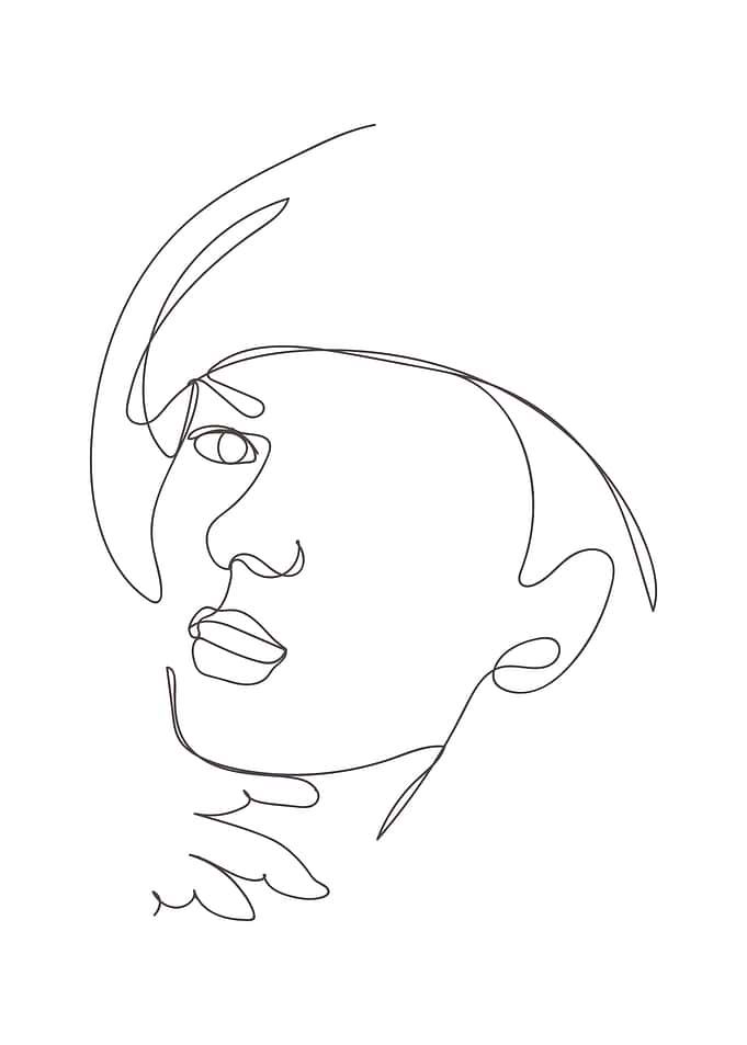 Woman face single line art