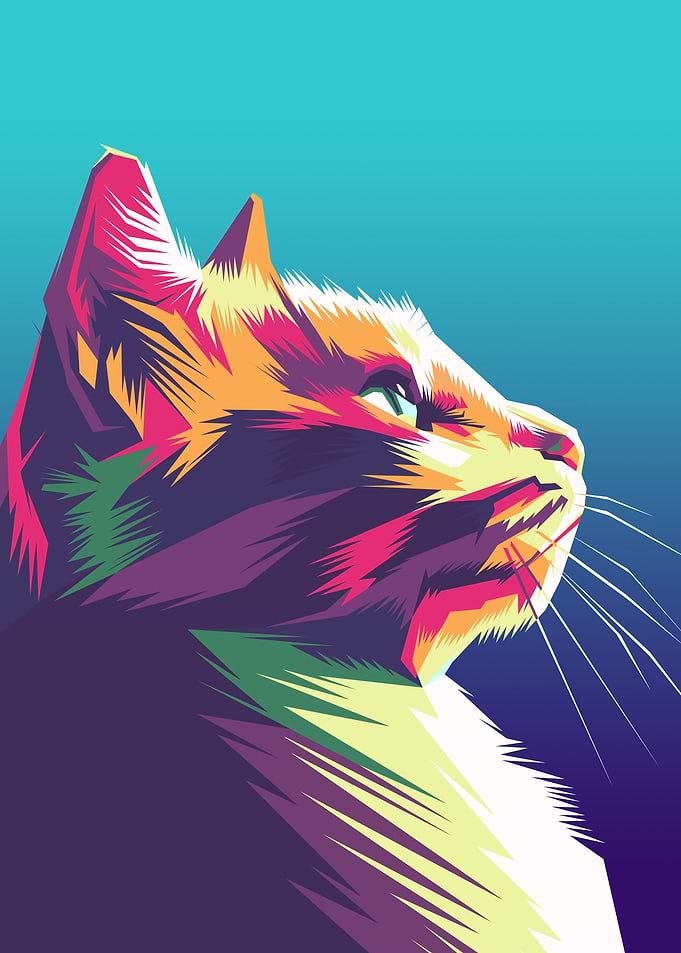 Cat WPAP Art Poster