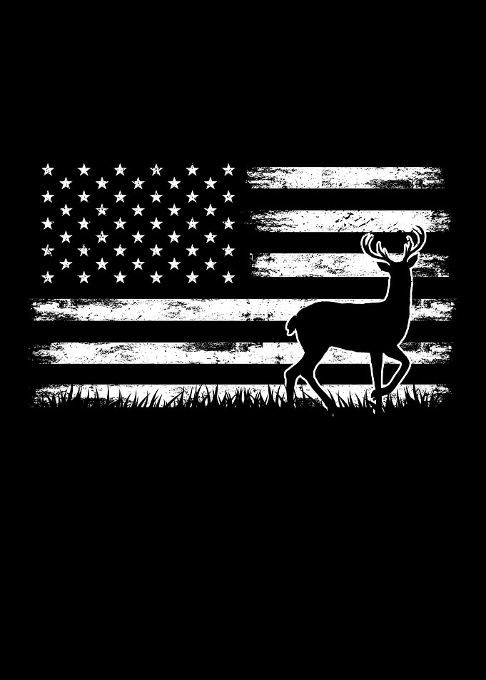 Deer Hunting American Flag