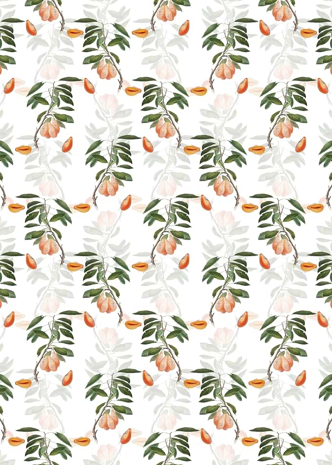 White Floral Plum Pattern