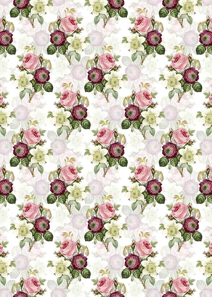 White Anemone Rose Pattern