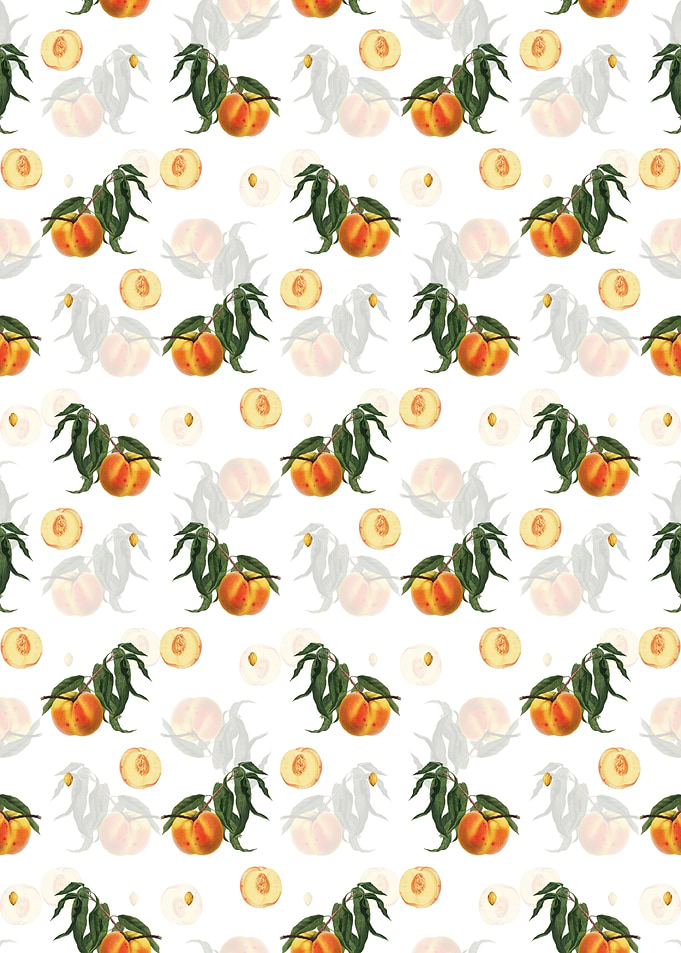 White Floral Peach Pattern