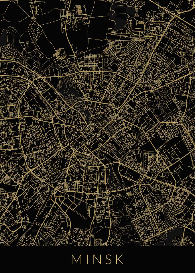 Minsk Map Black Gold