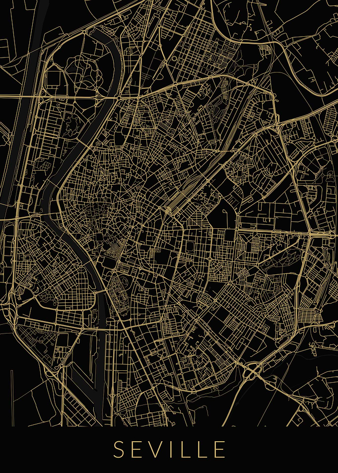 Seville Map Black Gold