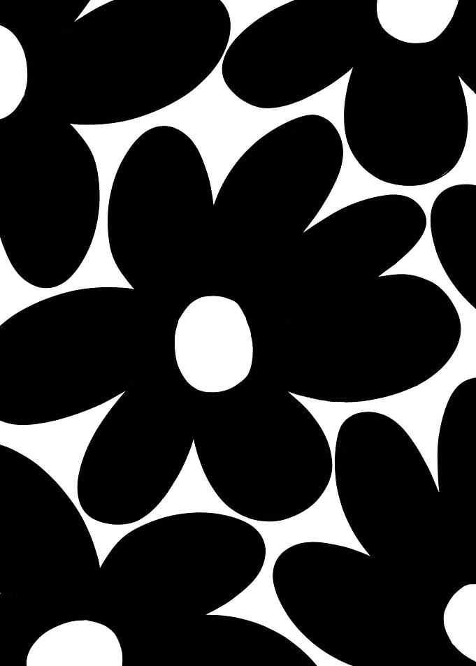 Retro Daisy Flowers BW 1