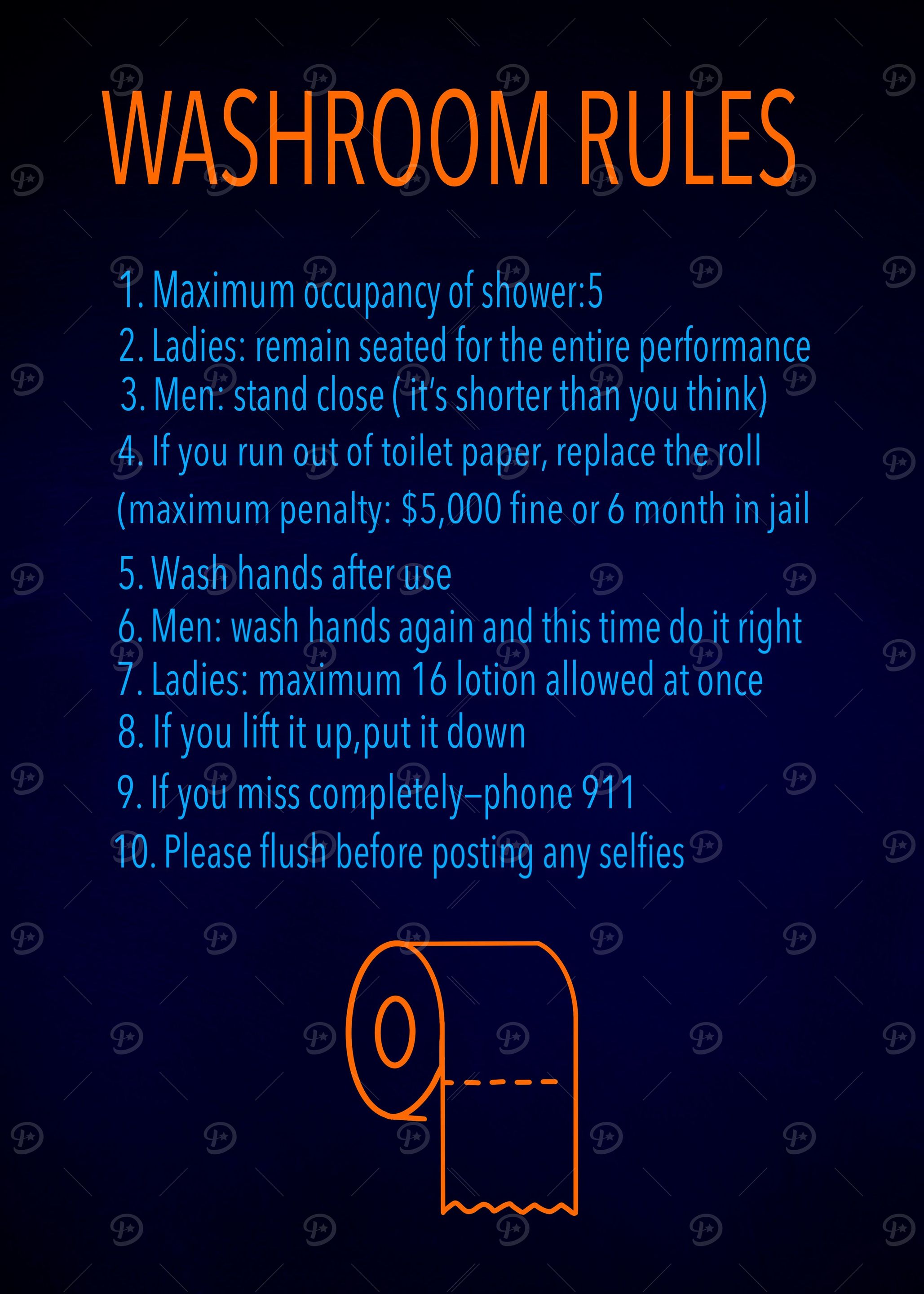 Washroom rules