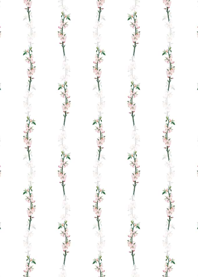 White Peach Flower Pattern