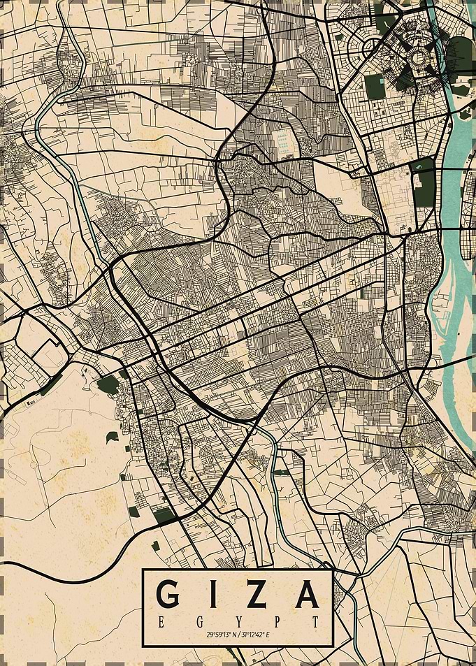Giza City Map Vintage