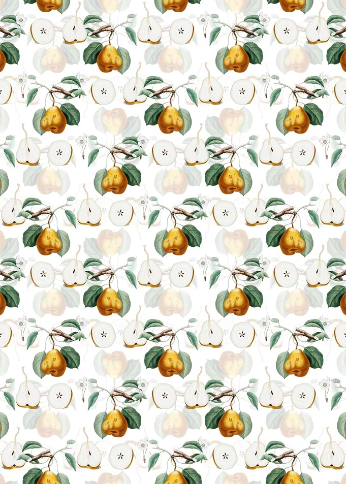 White Floral Pear Pattern