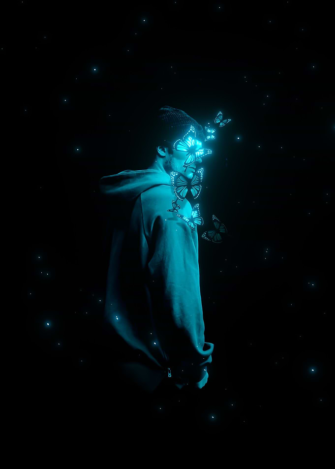 Neon Butterflies Poster