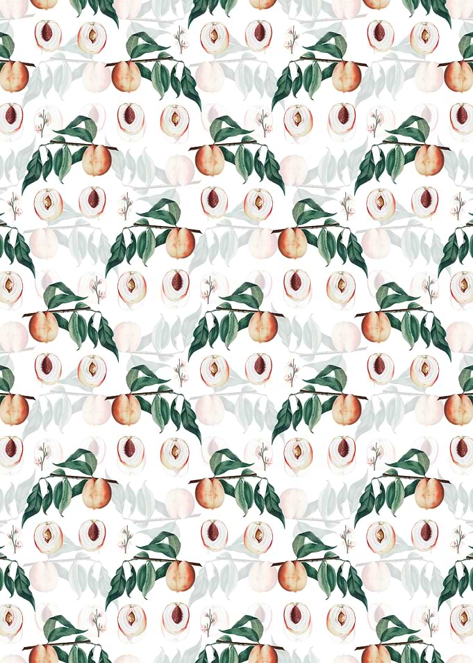 White Floral Peach Pattern