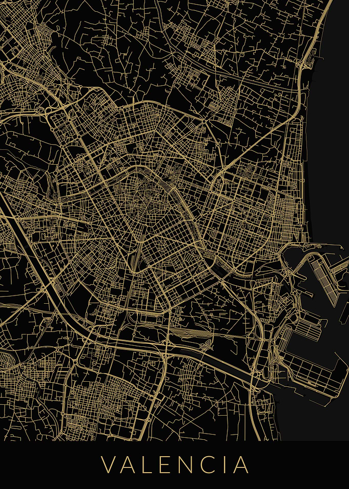 Valencia Map Black Gold