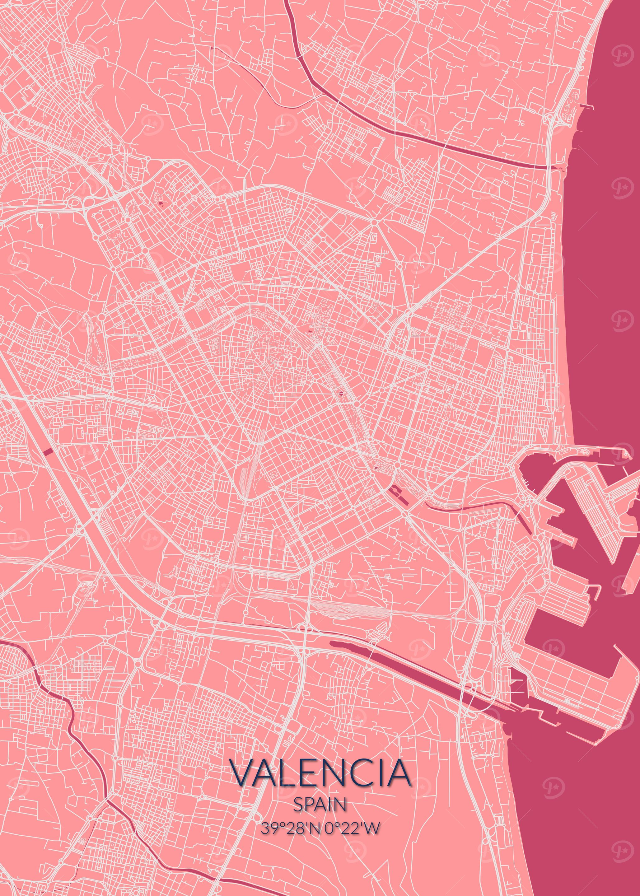 Valencia Pink Rose Map