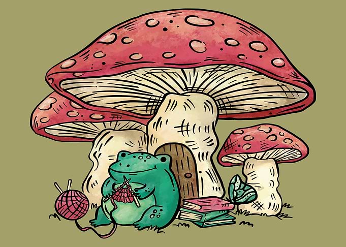 Frog and mushroom house