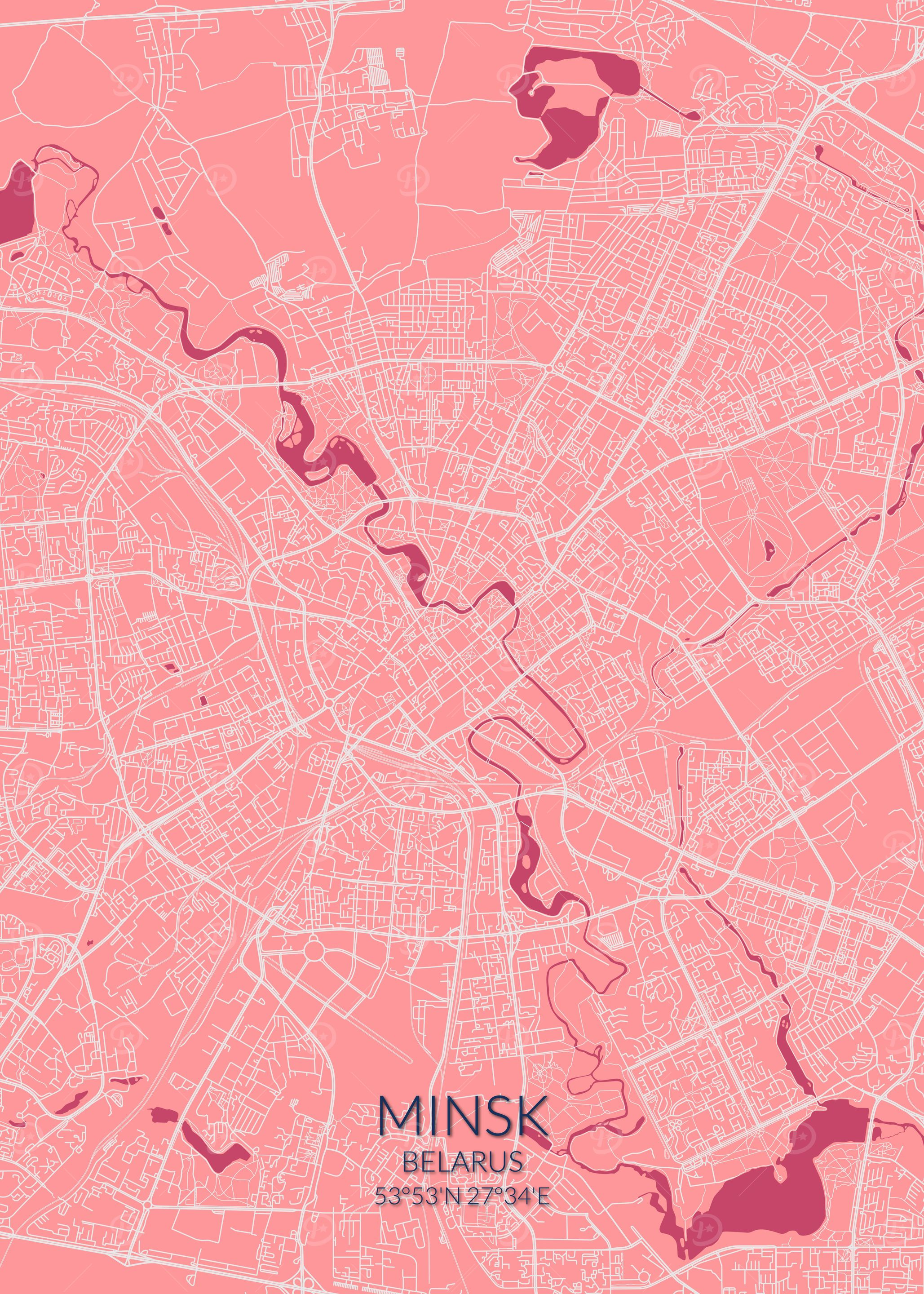 Minsk Pink Rose Map