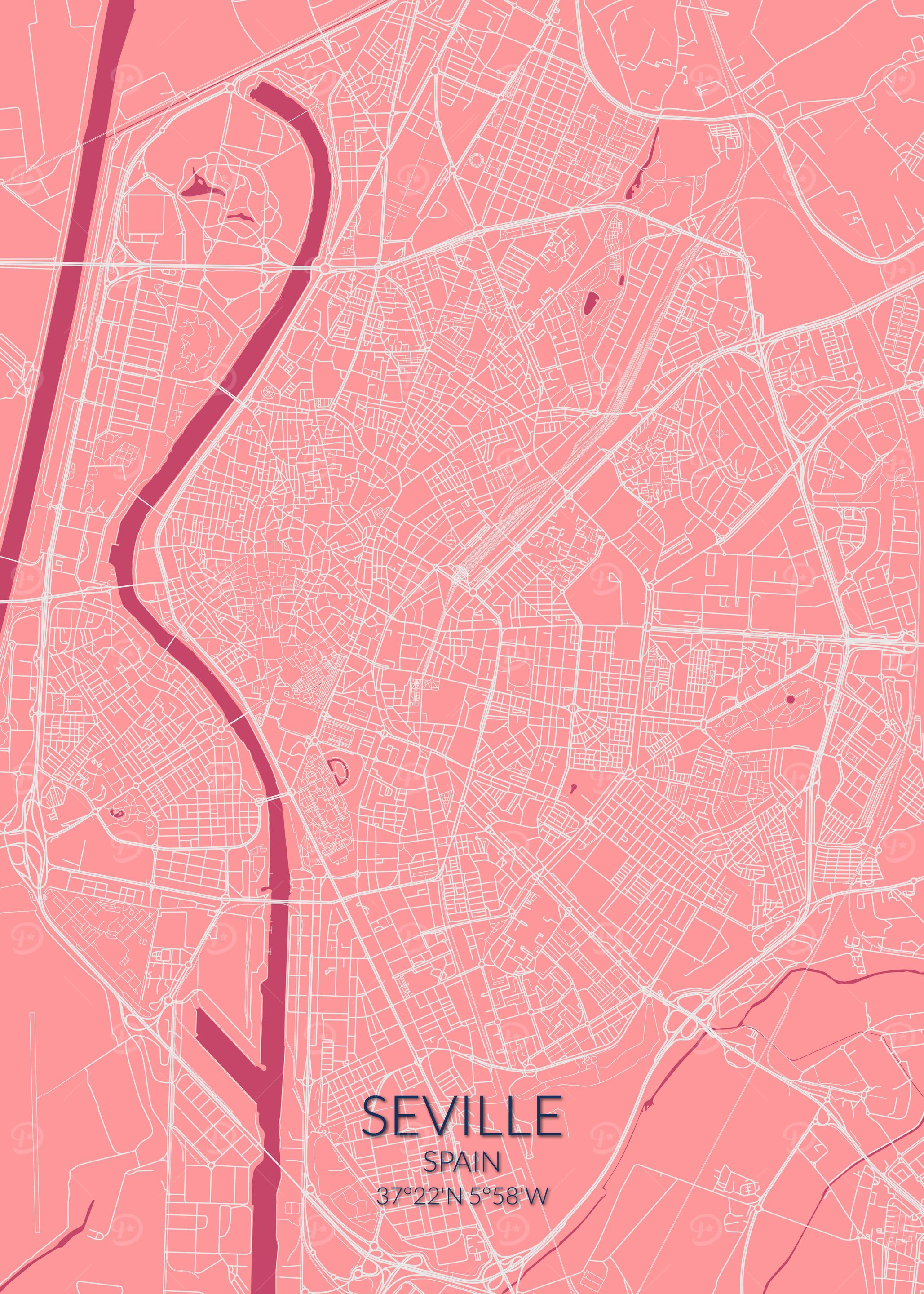 Seville Pink Rose Map