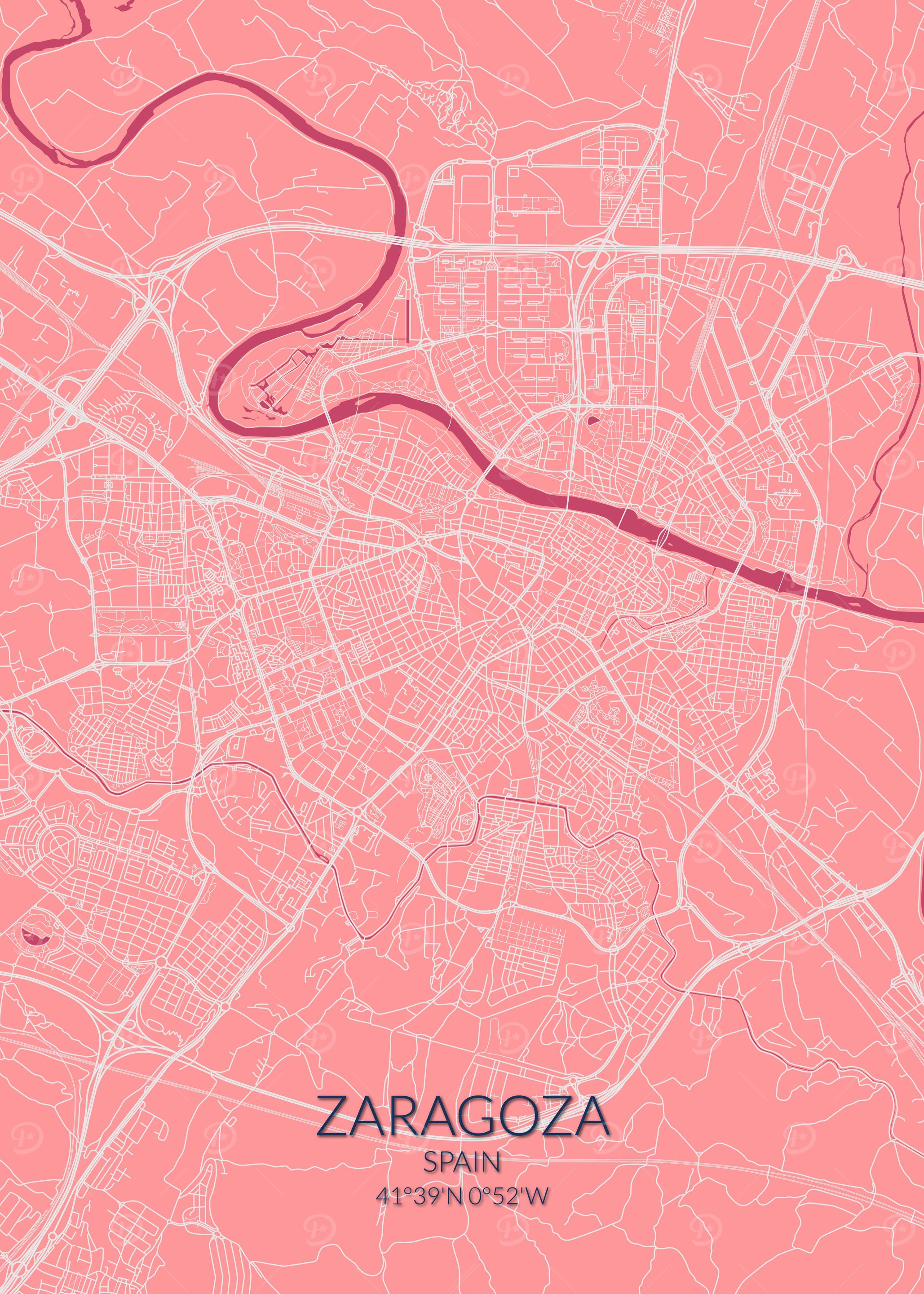 Zaragoza Pink Rose Map