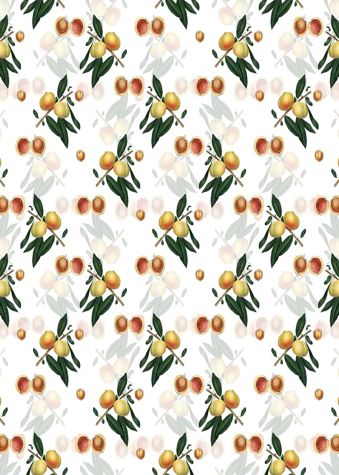 White Floral Peach Pattern