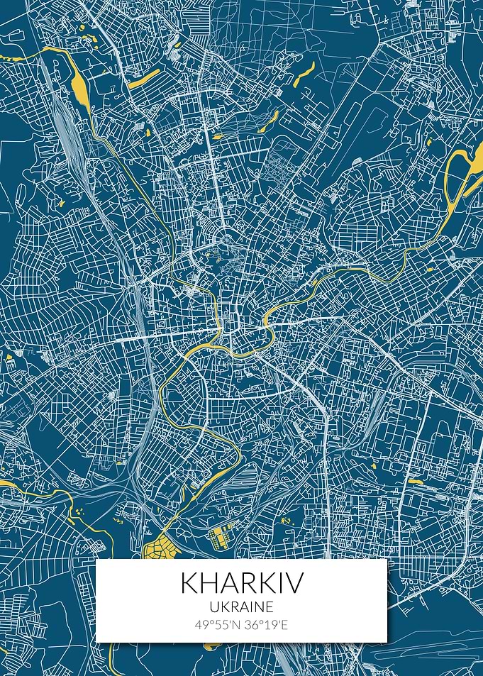 Kharkiv Map Blue Yellow