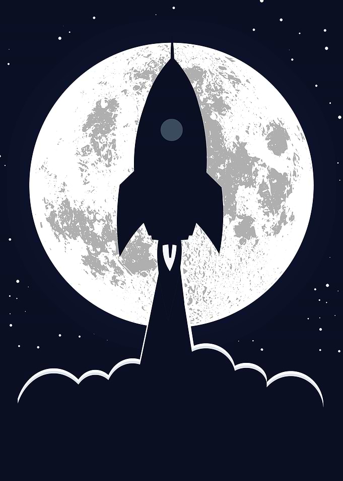 Silhouette rocket lift off