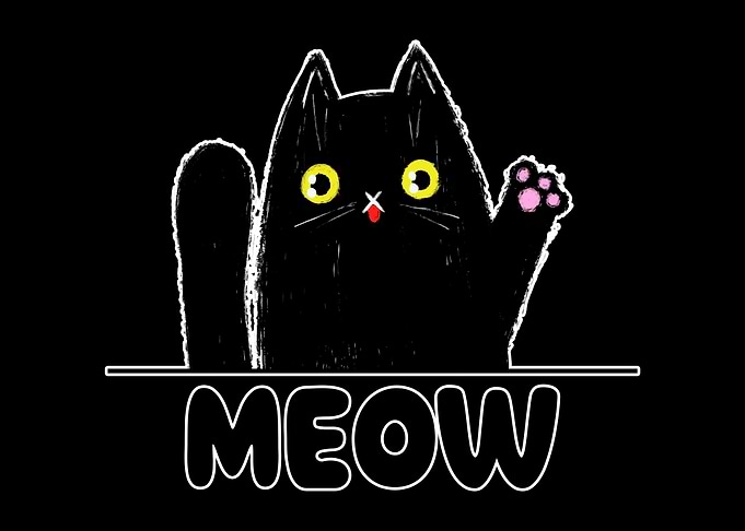 Meow Black Funny Cats